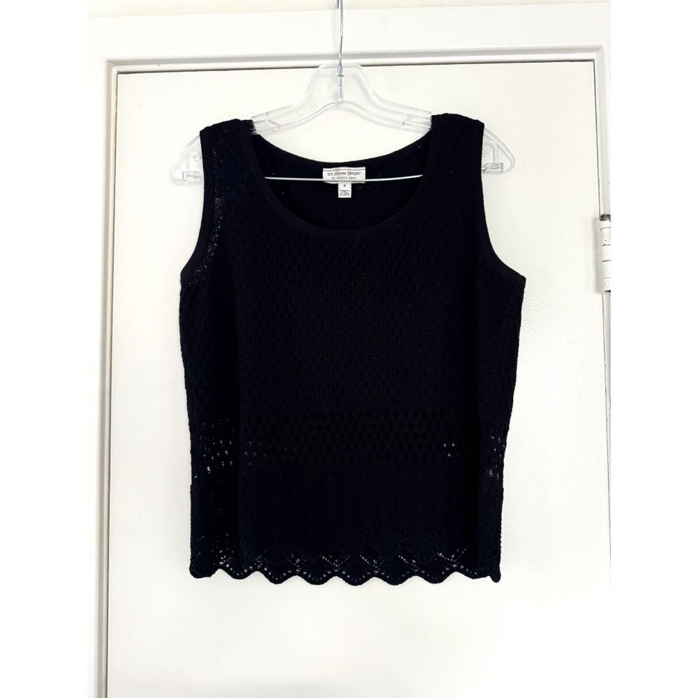 ST. JOHN Black Crotched Tank